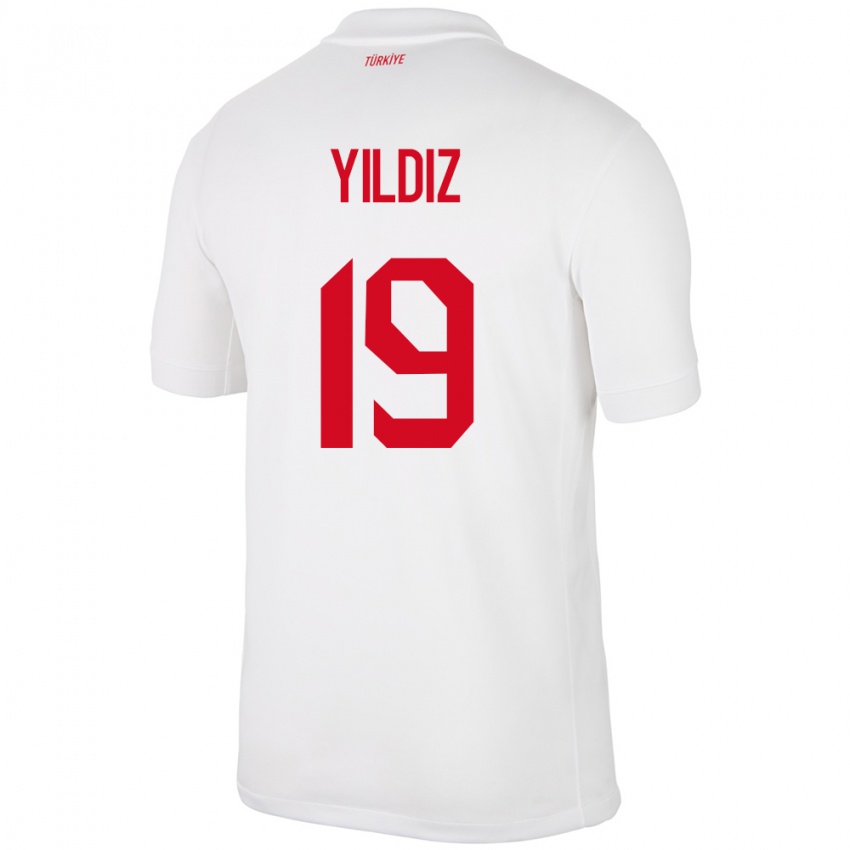Hombre Camiseta Turquía Kenan Yıldız #19 Blanco 1ª Equipación 24-26 La Camisa Argentina