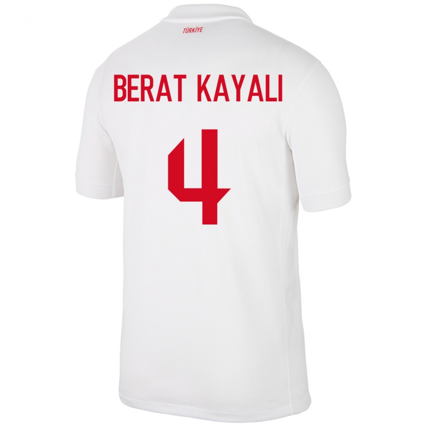 Hombre Camiseta Turquía Hasan Berat Kayalı #4 Blanco 1ª Equipación 24-26 La Camisa Argentina