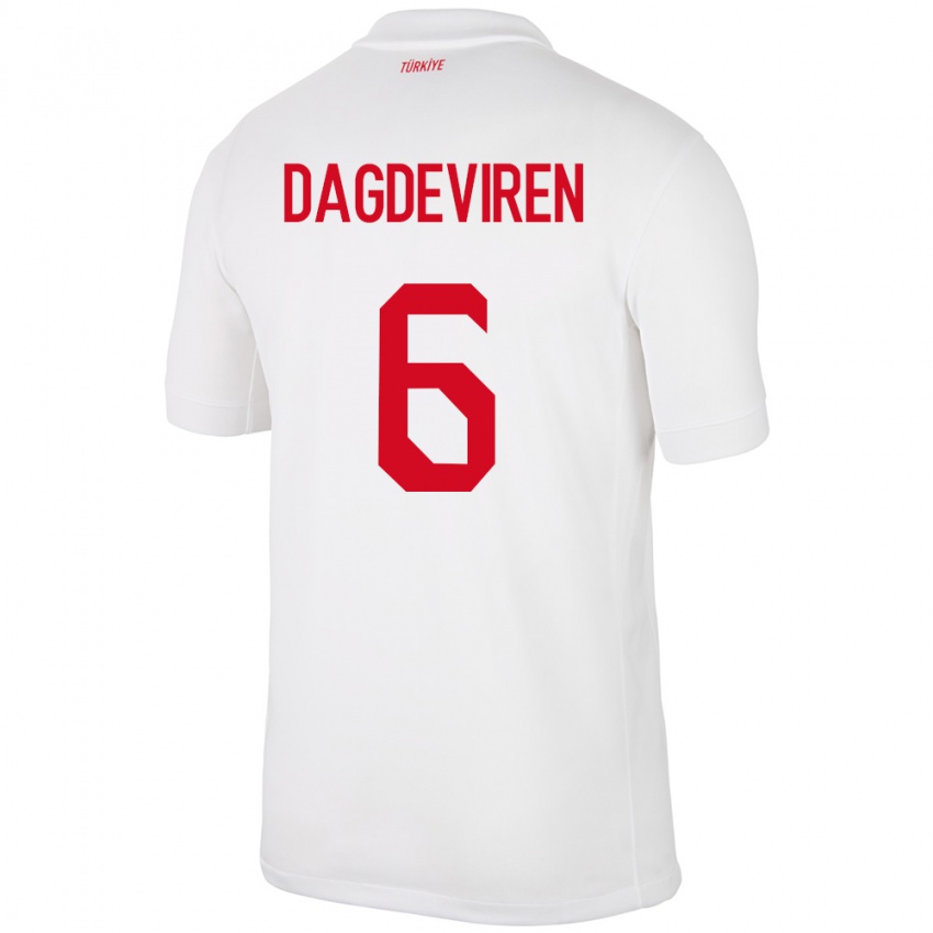 Hombre Camiseta Turquía Diren Dağdeviren #6 Blanco 1ª Equipación 24-26 La Camisa Argentina