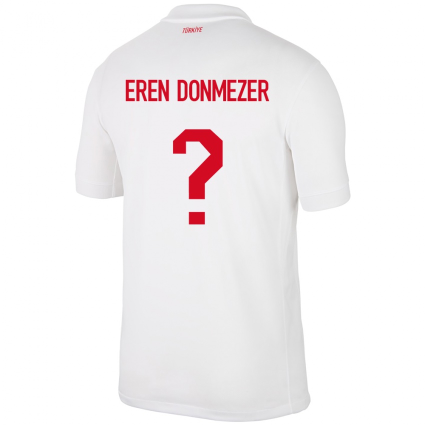 Hombre Camiseta Turquía Deniz Eren Dönmezer #0 Blanco 1ª Equipación 24-26 La Camisa Argentina