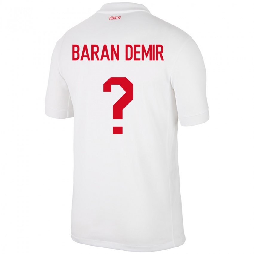 Hombre Camiseta Turquía Tuna Baran Demir #0 Blanco 1ª Equipación 24-26 La Camisa Argentina