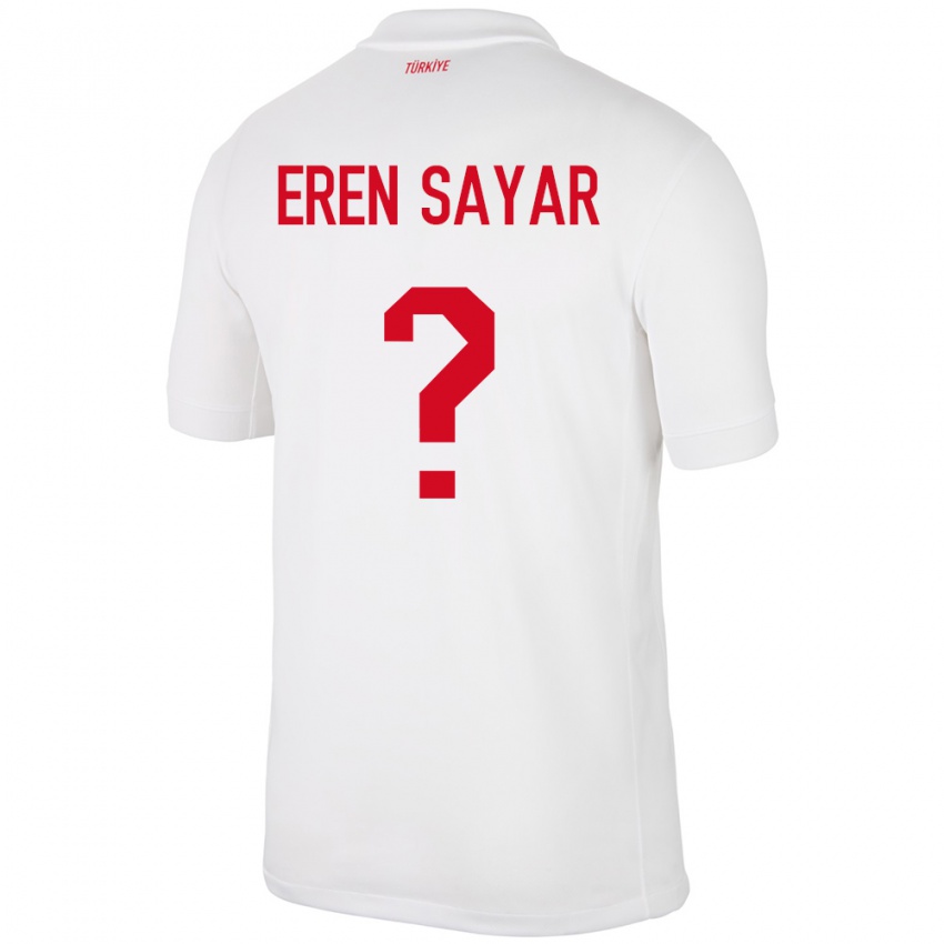 Hombre Camiseta Turquía Emin Eren Sayar #0 Blanco 1ª Equipación 24-26 La Camisa Argentina