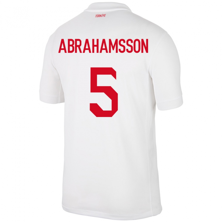 Hombre Camiseta Turquía Sejde Aylin Abrahamsson #5 Blanco 1ª Equipación 24-26 La Camisa Argentina