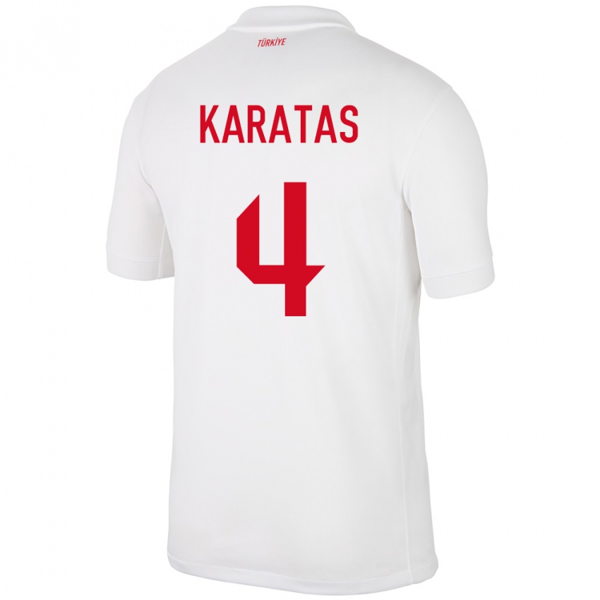 Hombre Camiseta Turquía Eda Karataş #4 Blanco 1ª Equipación 24-26 La Camisa Argentina