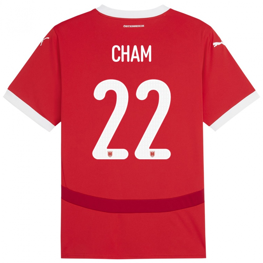 Hombre Camiseta Austria Muhammed Cham #22 Rojo 1ª Equipación 24-26 La Camisa Argentina