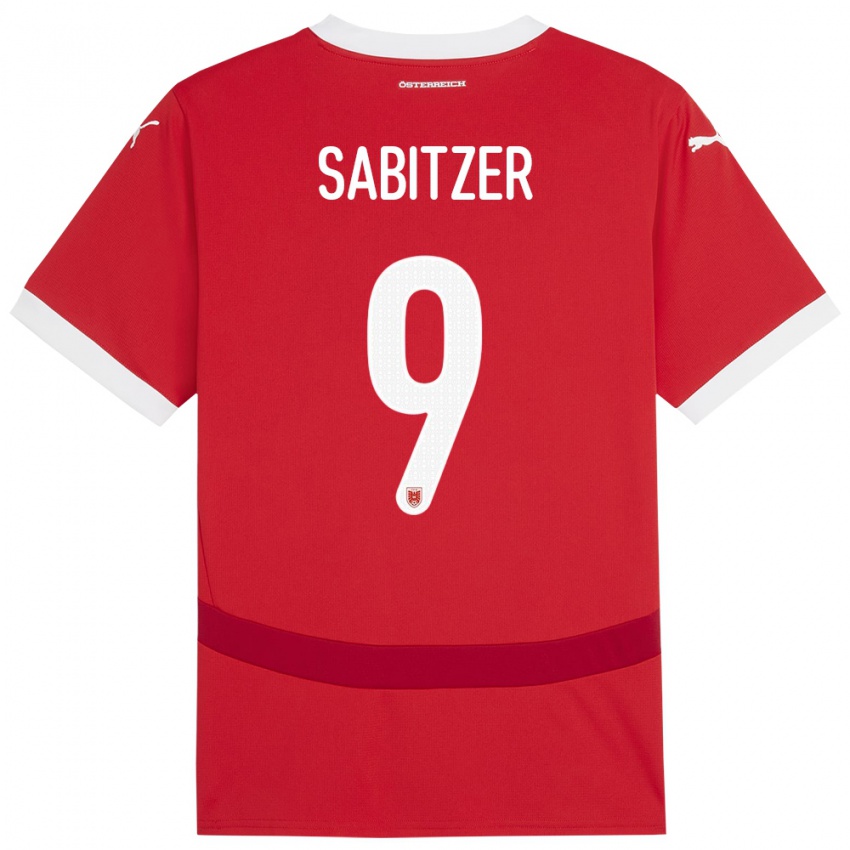 Hombre Camiseta Austria Marcel Sabitzer #9 Rojo 1ª Equipación 24-26 La Camisa Argentina
