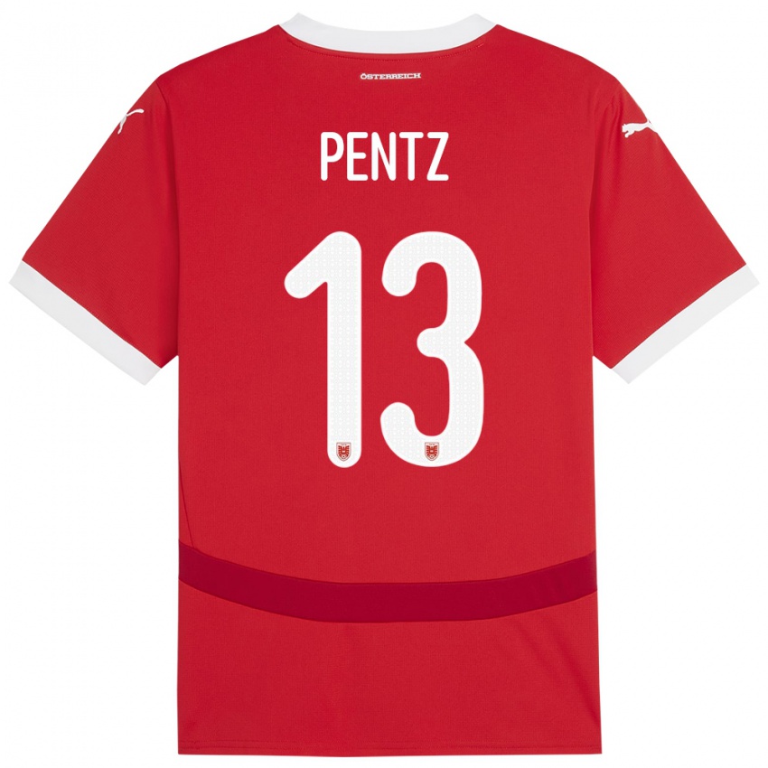 Hombre Camiseta Austria Patrick Pentz #13 Rojo 1ª Equipación 24-26 La Camisa Argentina