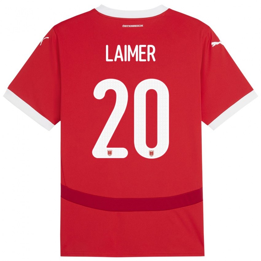 Hombre Camiseta Austria Konrad Laimer #20 Rojo 1ª Equipación 24-26 La Camisa Argentina