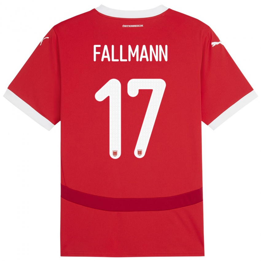 Hombre Camiseta Austria Pascal Fallmann #17 Rojo 1ª Equipación 24-26 La Camisa Argentina