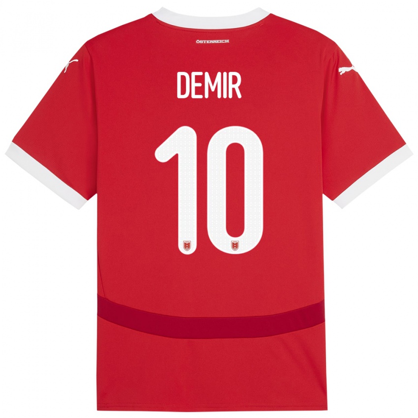 Hombre Camiseta Austria Yusuf Demir #10 Rojo 1ª Equipación 24-26 La Camisa Argentina