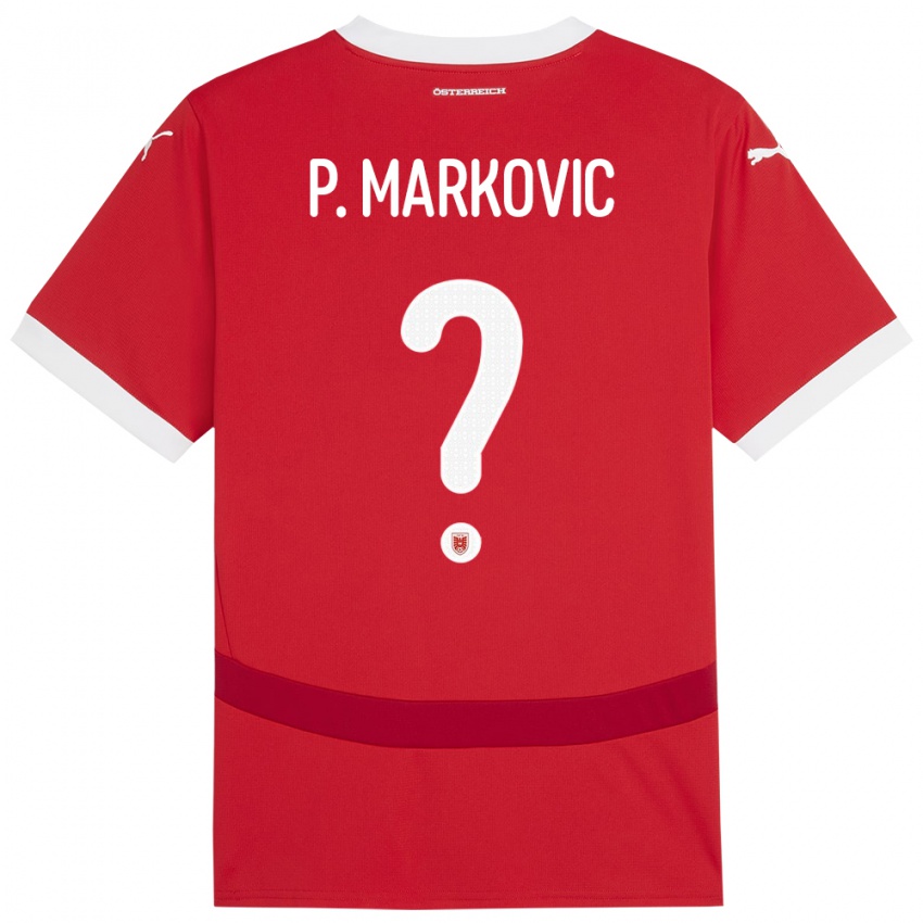 Hombre Camiseta Austria Petar Markovic #0 Rojo 1ª Equipación 24-26 La Camisa Argentina