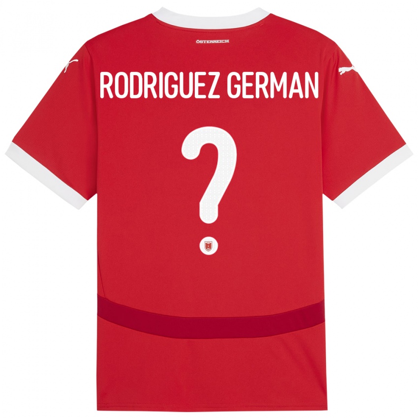 Hombre Camiseta Austria Ryan Rodriguez German #0 Rojo 1ª Equipación 24-26 La Camisa Argentina