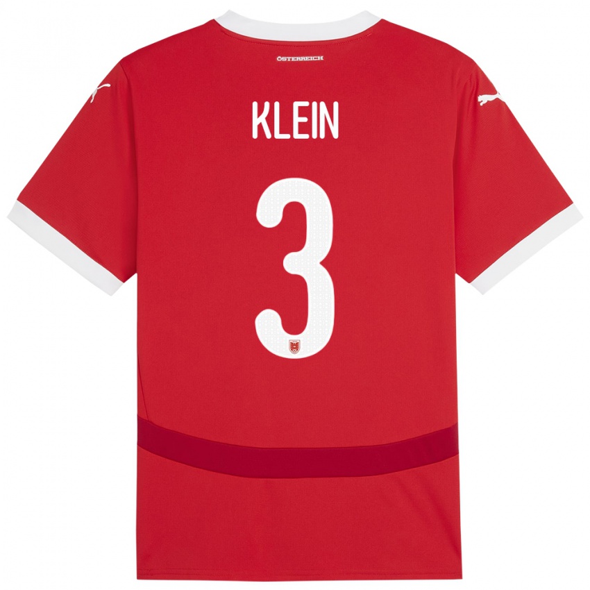 Hombre Camiseta Austria Jennifer Klein #3 Rojo 1ª Equipación 24-26 La Camisa Argentina