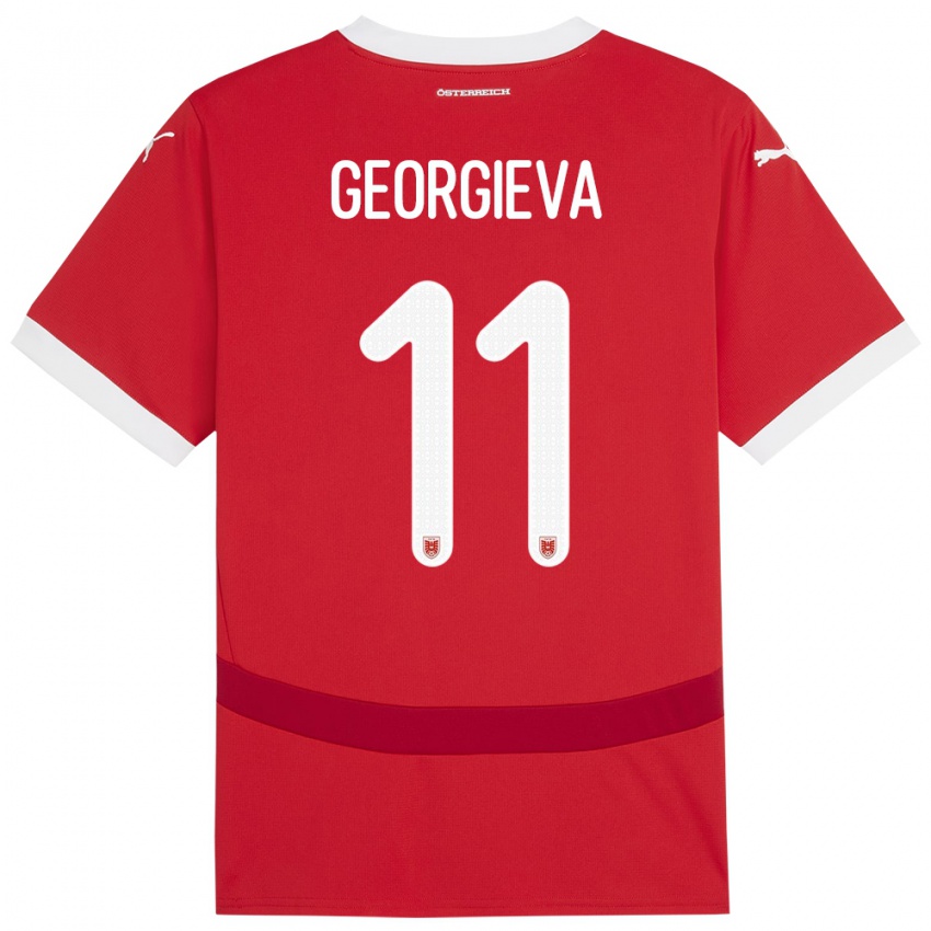 Hombre Camiseta Austria Marina Georgieva #11 Rojo 1ª Equipación 24-26 La Camisa Argentina