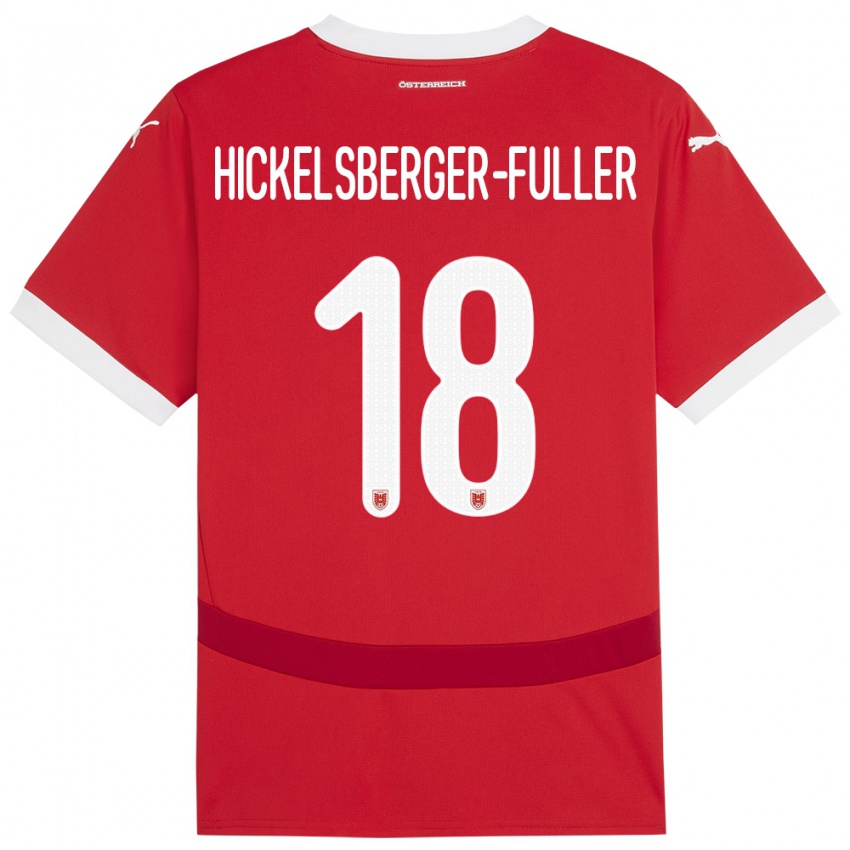 Hombre Camiseta Austria Julia Hickelsberger-Füller #18 Rojo 1ª Equipación 24-26 La Camisa Argentina