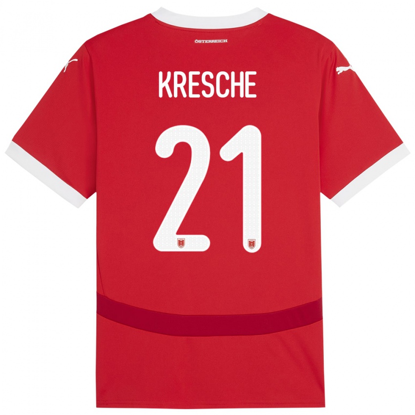 Hombre Camiseta Austria Isabella Kresche #21 Rojo 1ª Equipación 24-26 La Camisa Argentina