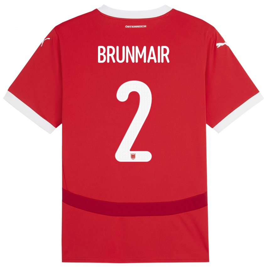 Hombre Camiseta Austria Livia Brunmair #2 Rojo 1ª Equipación 24-26 La Camisa Argentina