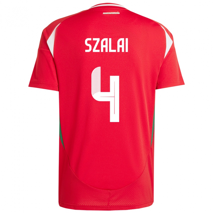 Hombre Camiseta Hungría Attila Szalai #4 Rojo 1ª Equipación 24-26 La Camisa Argentina