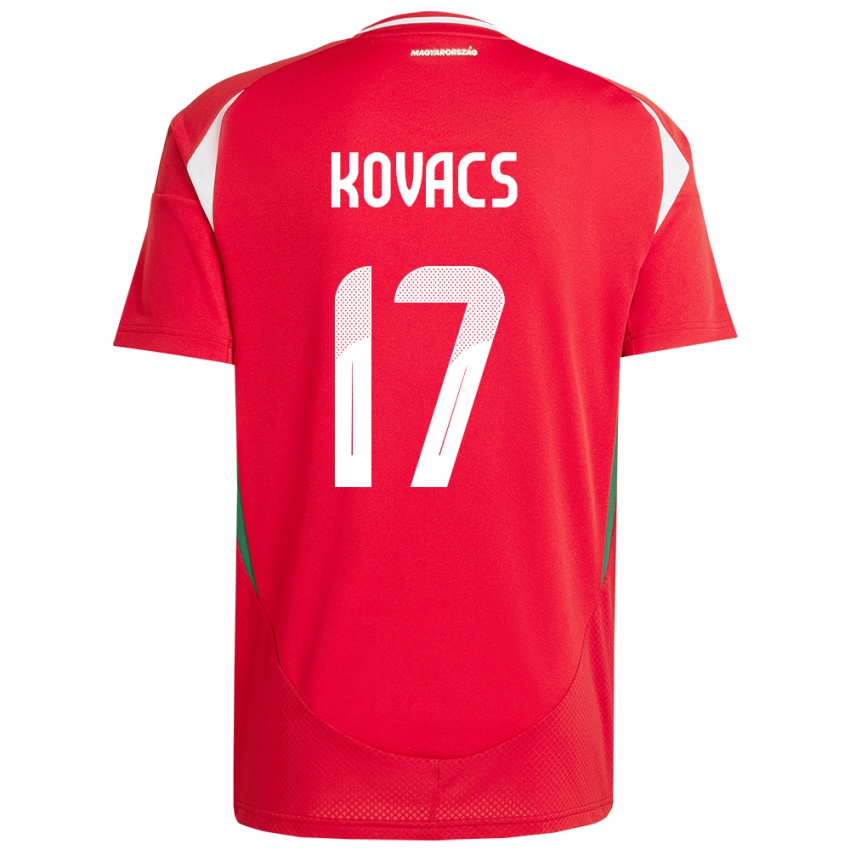 Hombre Camiseta Hungría Mátyás Kovács #17 Rojo 1ª Equipación 24-26 La Camisa Argentina