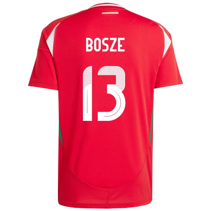 Hombre Camiseta Hungría Levente Bősze #13 Rojo 1ª Equipación 24-26 La Camisa Argentina