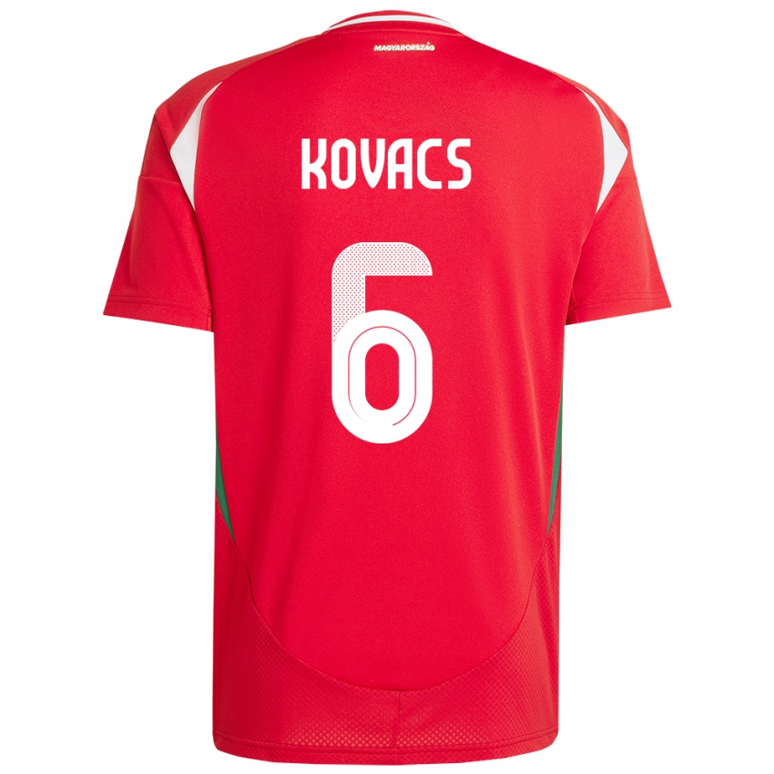 Hombre Camiseta Hungría Noel Kovács #6 Rojo 1ª Equipación 24-26 La Camisa Argentina