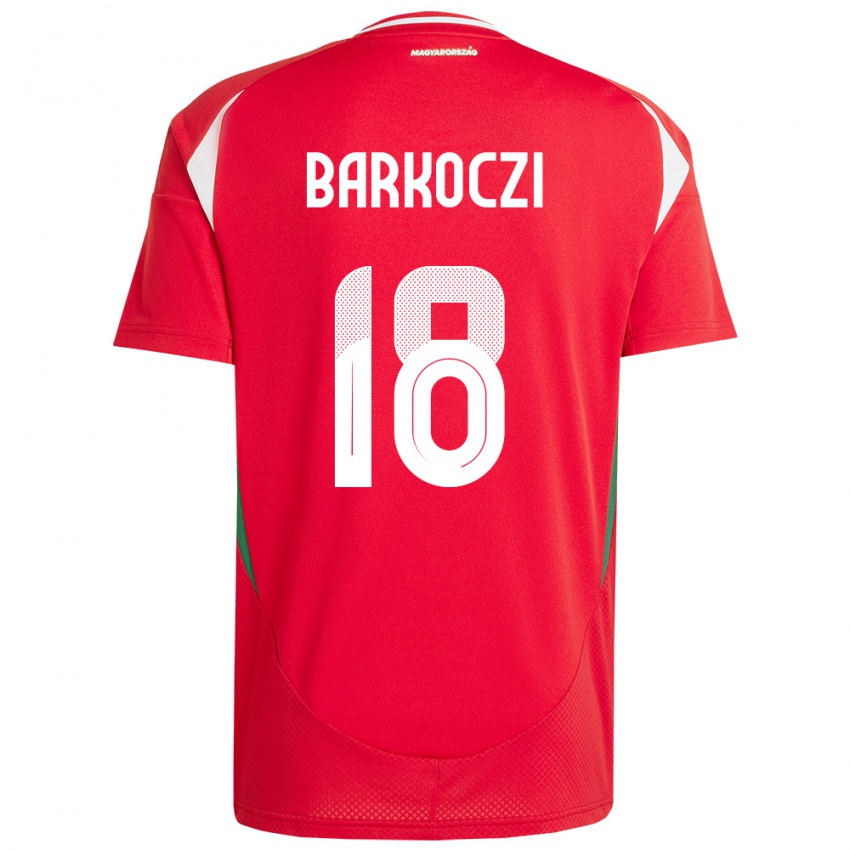 Hombre Camiseta Hungría Barnabás Barkóczi #18 Rojo 1ª Equipación 24-26 La Camisa Argentina