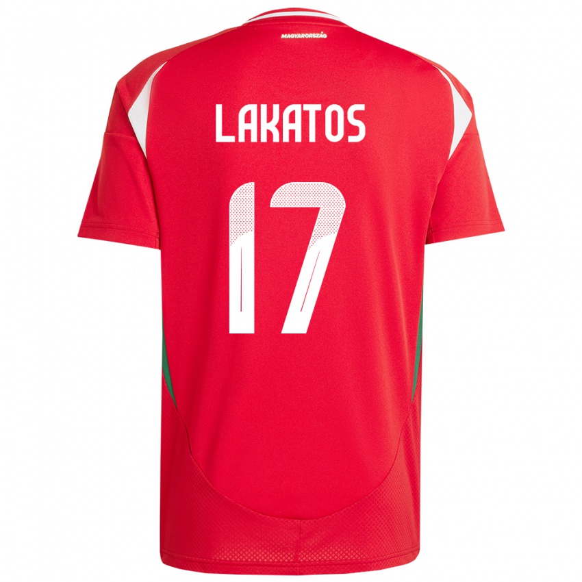 Hombre Camiseta Hungría Noel Lakatos #17 Rojo 1ª Equipación 24-26 La Camisa Argentina