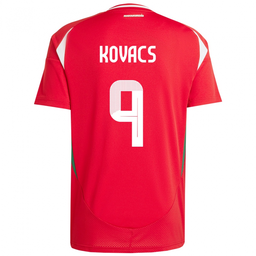 Hombre Camiseta Hungría Patrik Kovács #9 Rojo 1ª Equipación 24-26 La Camisa Argentina