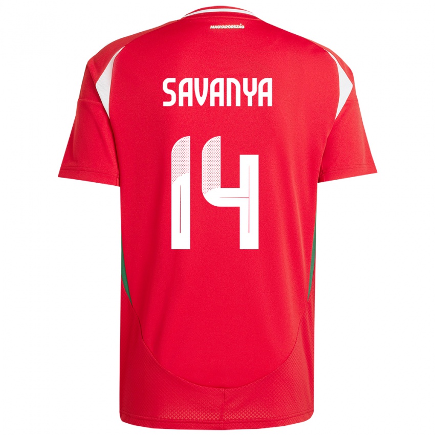 Hombre Camiseta Hungría Csilla Savanya #14 Rojo 1ª Equipación 24-26 La Camisa Argentina