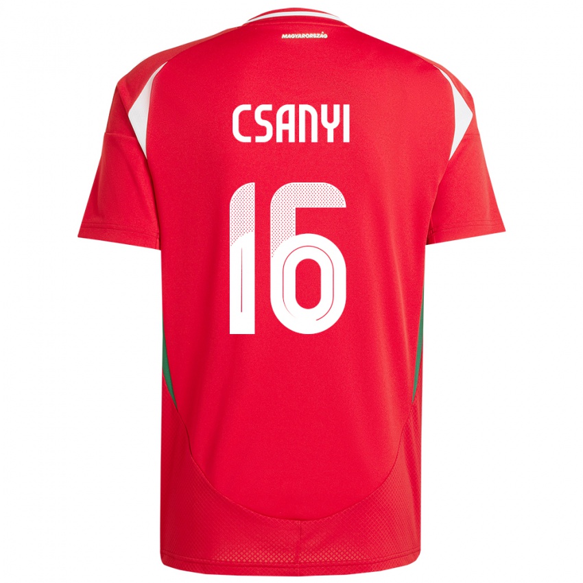 Hombre Camiseta Hungría Diána Csányi #16 Rojo 1ª Equipación 24-26 La Camisa Argentina