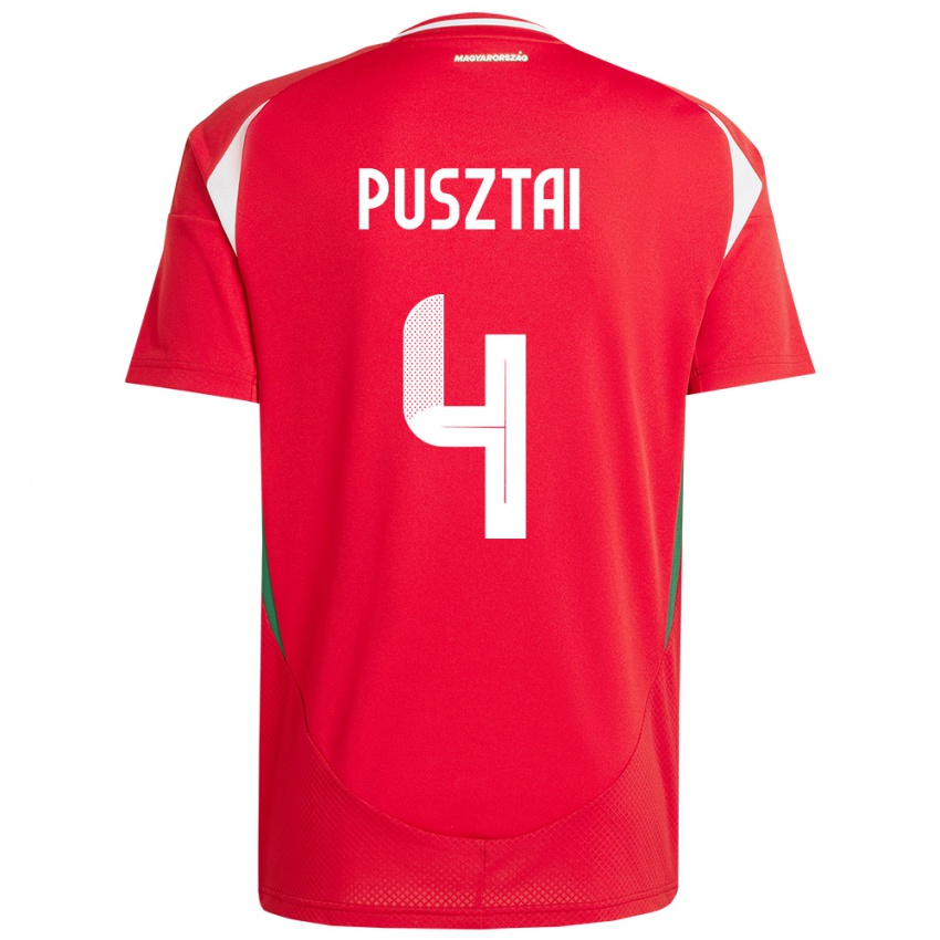 Hombre Camiseta Hungría Sára Pusztai #4 Rojo 1ª Equipación 24-26 La Camisa Argentina