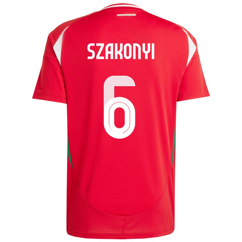 Hombre Camiseta Hungría Emese Szakonyi #6 Rojo 1ª Equipación 24-26 La Camisa Argentina