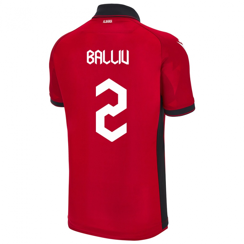 Hombre Camiseta Albania Iván Balliu #2 Rojo 1ª Equipación 24-26 La Camisa Argentina