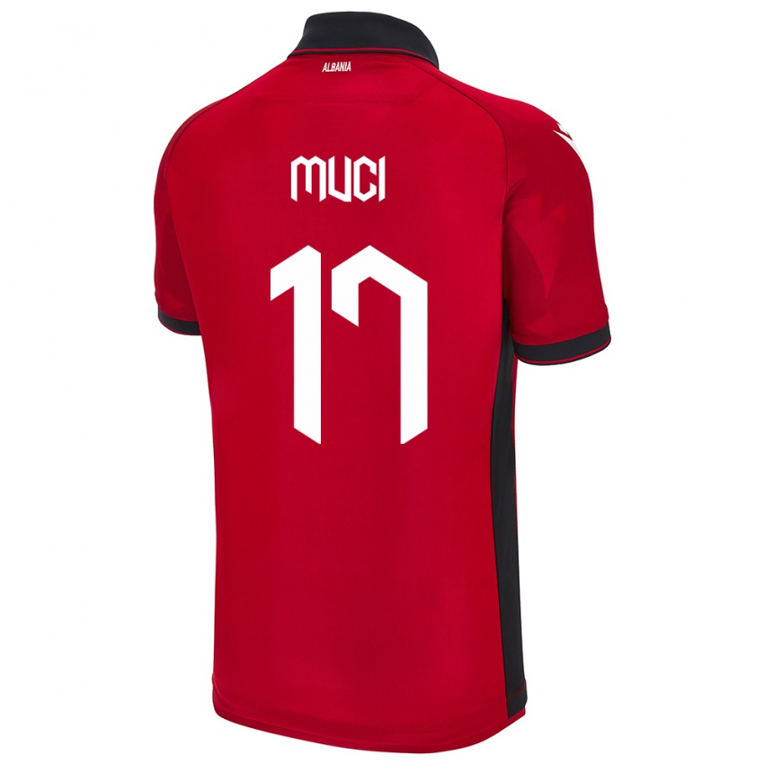 Hombre Camiseta Albania Ernest Muci #17 Rojo 1ª Equipación 24-26 La Camisa Argentina