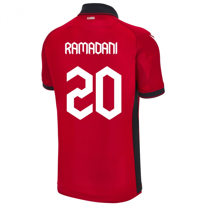 Hombre Camiseta Albania Ylber Ramadani #20 Rojo 1ª Equipación 24-26 La Camisa Argentina