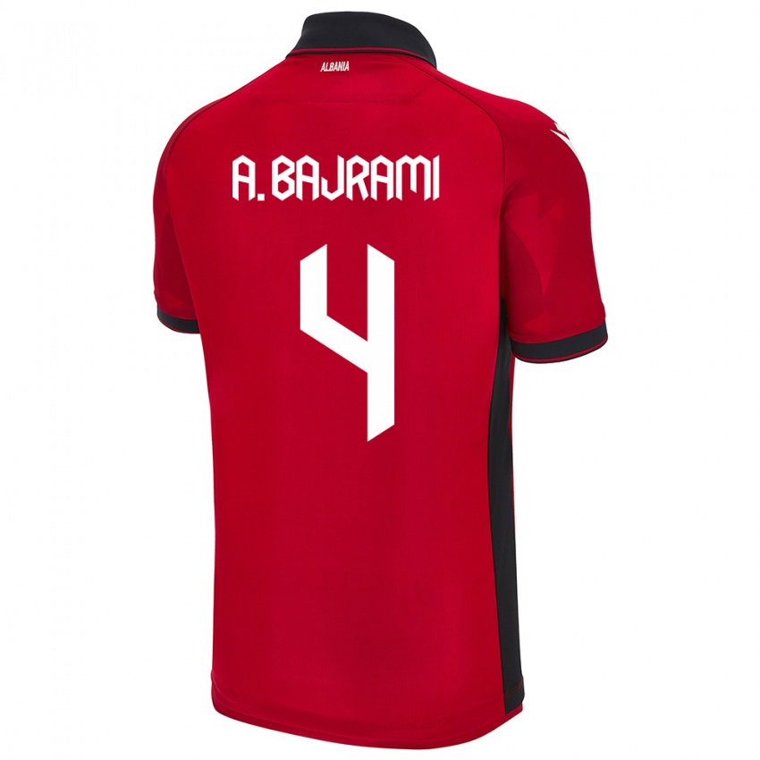 Hombre Camiseta Albania Adrian Bajrami #4 Rojo 1ª Equipación 24-26 La Camisa Argentina