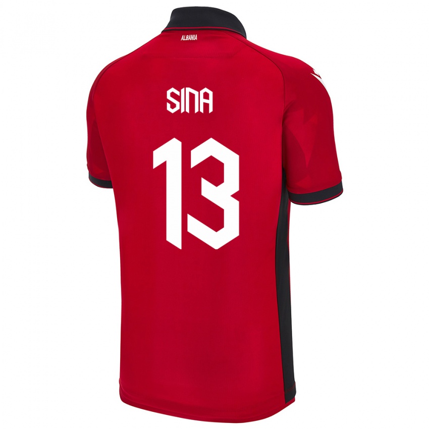 Hombre Camiseta Albania Samuele Sina #13 Rojo 1ª Equipación 24-26 La Camisa Argentina