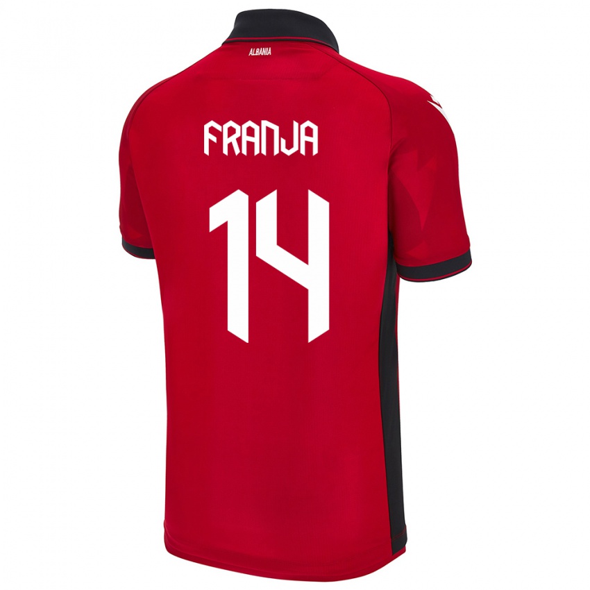 Hombre Camiseta Albania Ezmiralda Franja #14 Rojo 1ª Equipación 24-26 La Camisa Argentina