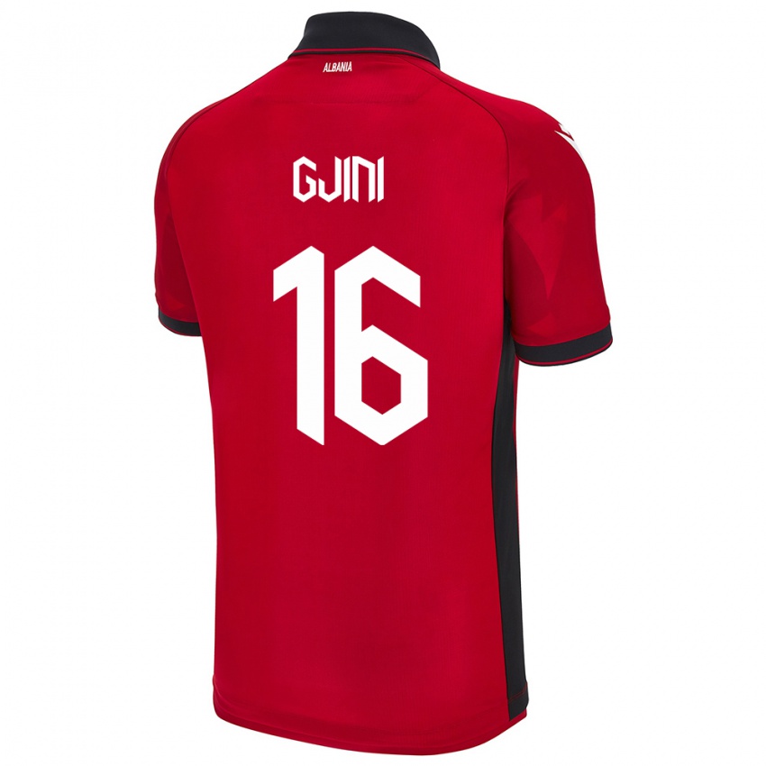 Hombre Camiseta Albania Luçije Gjini #16 Rojo 1ª Equipación 24-26 La Camisa Argentina