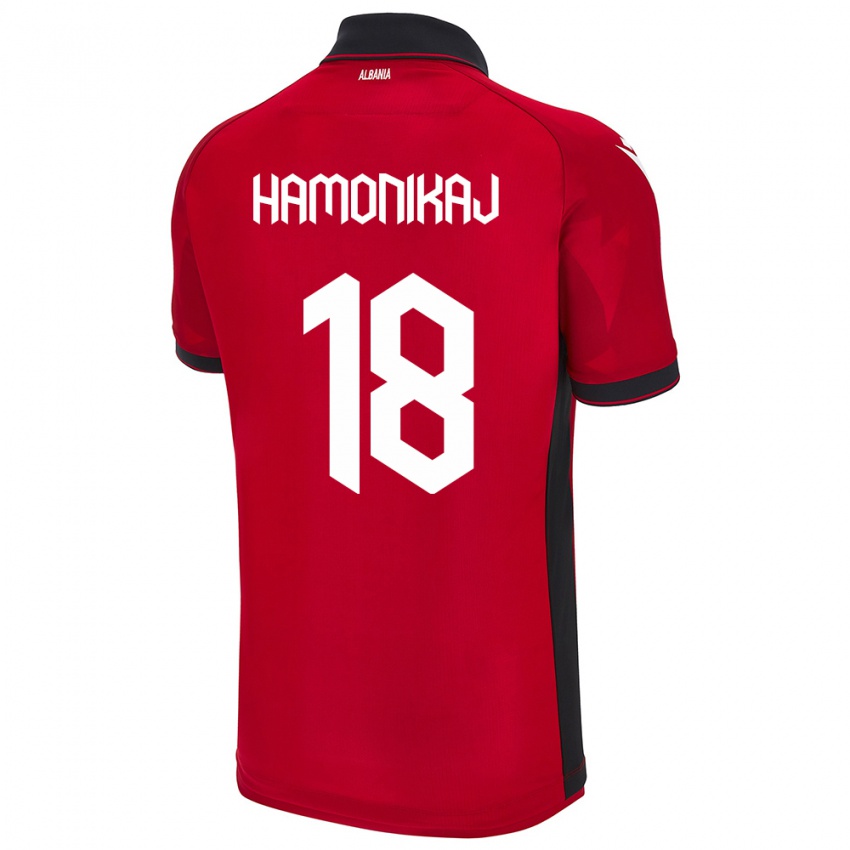 Hombre Camiseta Albania Klea Hamonikaj #18 Rojo 1ª Equipación 24-26 La Camisa Argentina