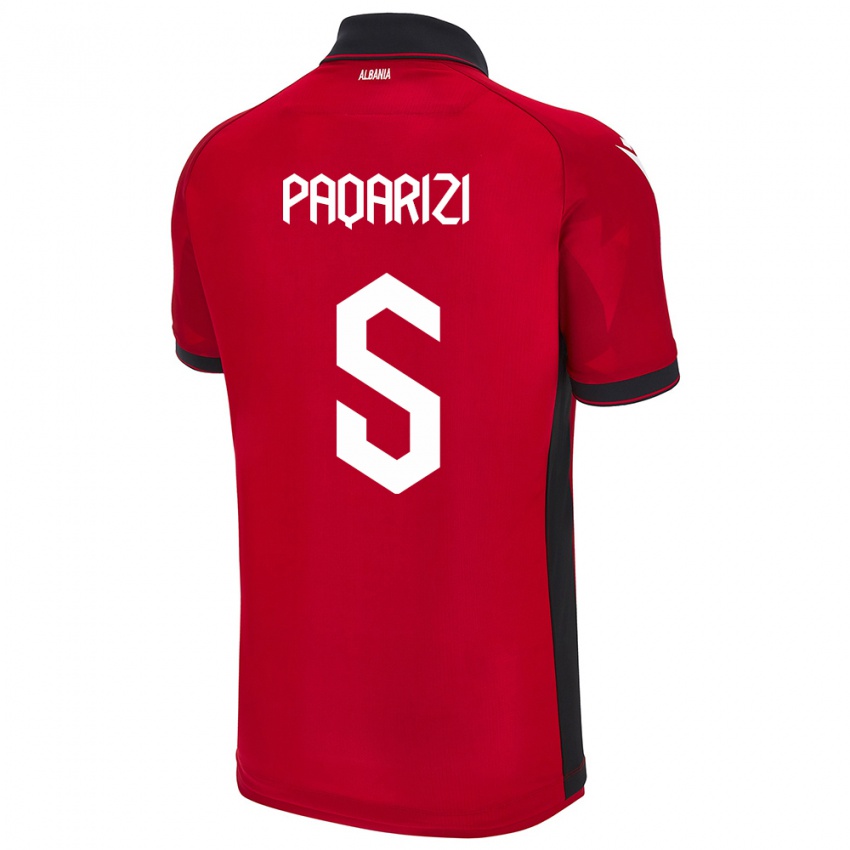 Hombre Camiseta Albania Vesa Paqarizi #5 Rojo 1ª Equipación 24-26 La Camisa Argentina