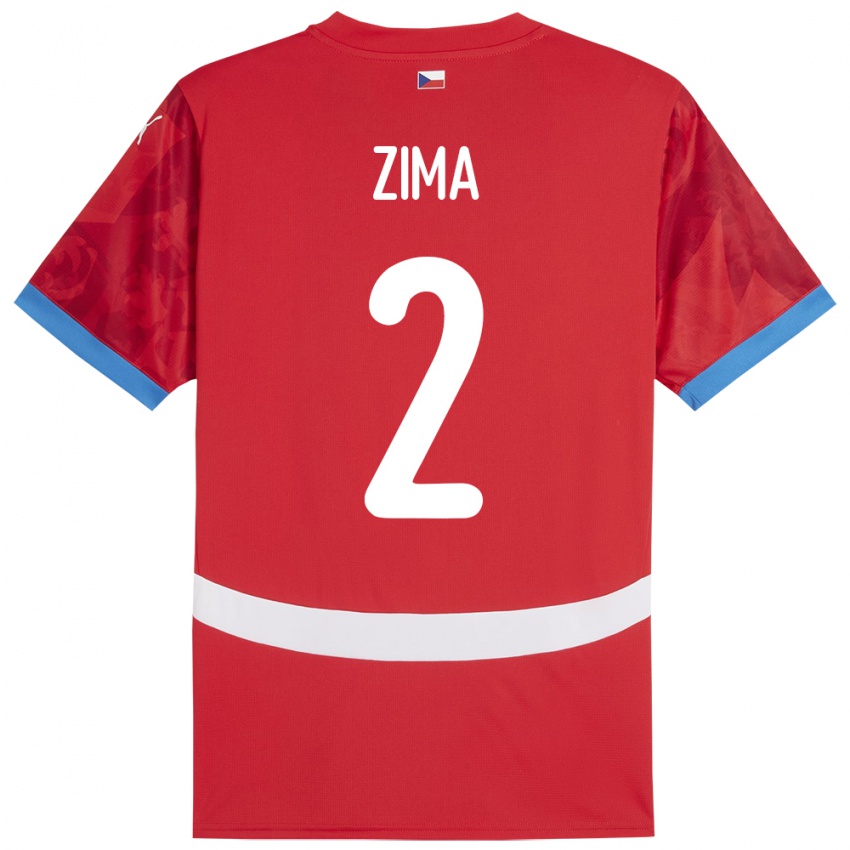 Hombre Camiseta Chequia David Zima #2 Rojo 1ª Equipación 24-26 La Camisa Argentina