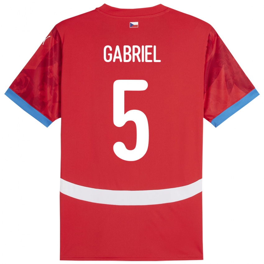 Hombre Camiseta Chequia Adam Gabriel #5 Rojo 1ª Equipación 24-26 La Camisa Argentina