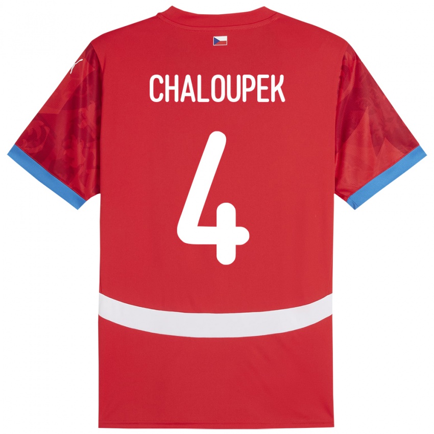 Hombre Camiseta Chequia Stepan Chaloupek #4 Rojo 1ª Equipación 24-26 La Camisa Argentina