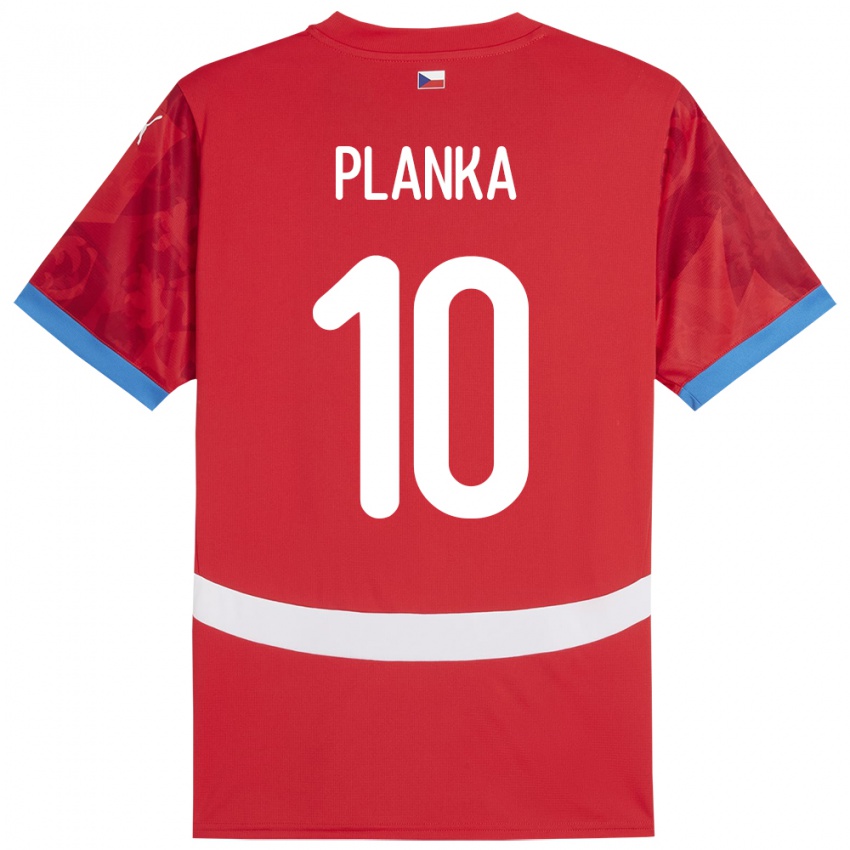 Hombre Camiseta Chequia David Planka #10 Rojo 1ª Equipación 24-26 La Camisa Argentina