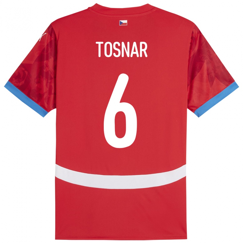 Hombre Camiseta Chequia Jakub Tosnar #6 Rojo 1ª Equipación 24-26 La Camisa Argentina