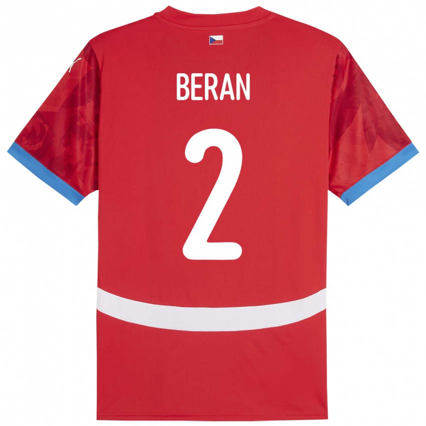 Hombre Camiseta Chequia Stepan Beran #2 Rojo 1ª Equipación 24-26 La Camisa Argentina