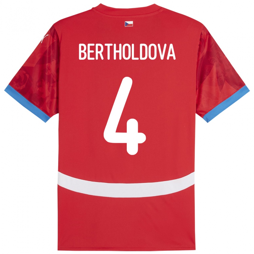 Hombre Camiseta Chequia Petra Bertholdová #4 Rojo 1ª Equipación 24-26 La Camisa Argentina