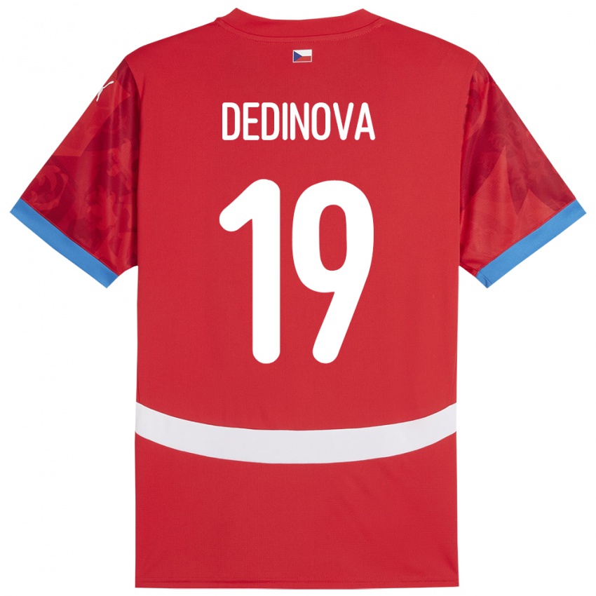 Hombre Camiseta Chequia Aneta Dědinová #19 Rojo 1ª Equipación 24-26 La Camisa Argentina