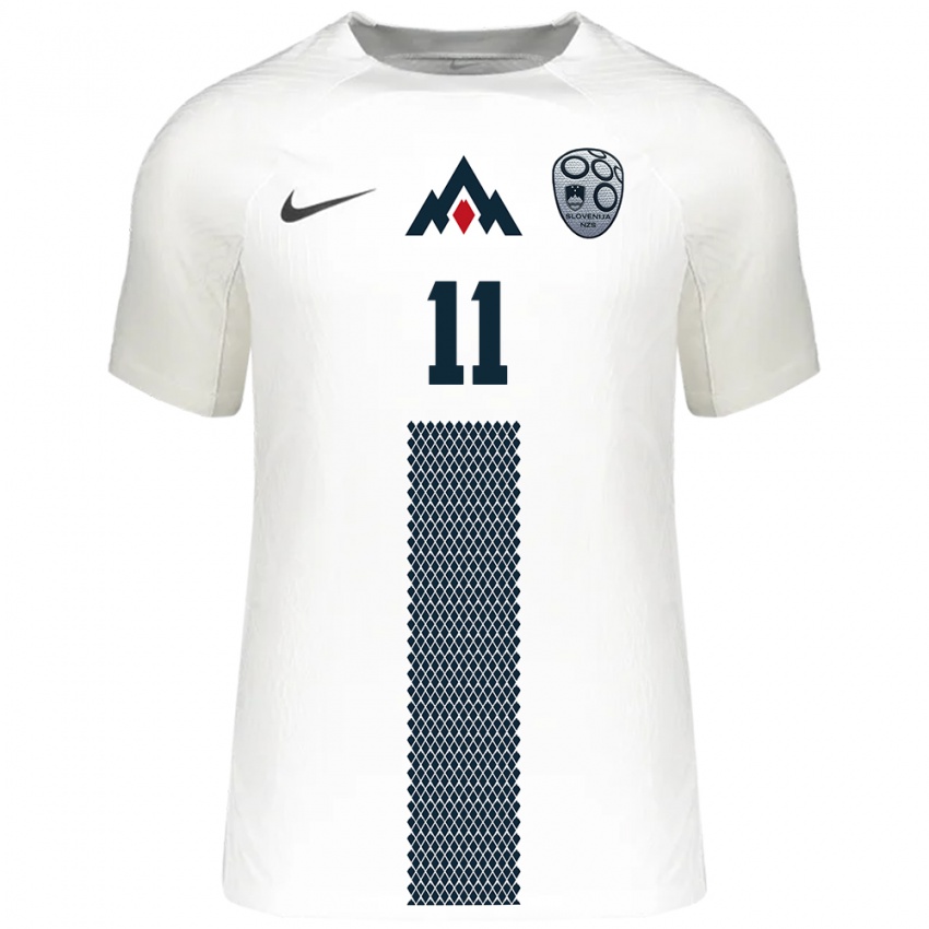 Hombre Camiseta Eslovenia Aleksej Sutalo #11 Blanco 1ª Equipación 24-26 La Camisa Argentina